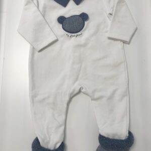 Babypakje - met voetjes - - White/Denim