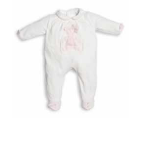 Babypakje - met voetjes - teddy vooraan - Wit/Roze