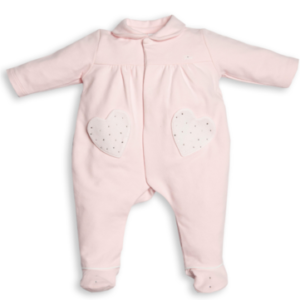 Babypakje - met voetjes - met hartjes als zakjes - Roze
