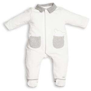Babypakje - met voetjes - met zakjes in tricot - Wit/Grijs