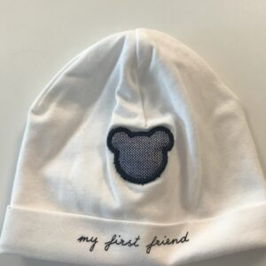 Babymutsje - Met Teddy - Wit/Donkerblauw