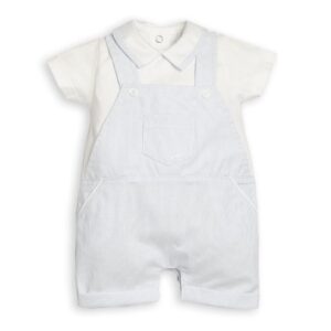 Babypakje - zonder voetjes -korte mouwen - short combi gestreept - Beige/Wit