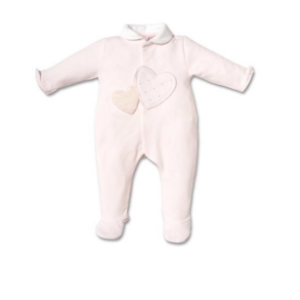 Babypakje - met voetjes - met hartjes vooraan - Wit/Blushpink