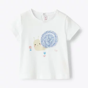 T-shirt - korte mouwen - met print van een slakje - Wit