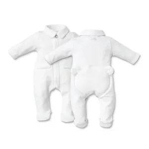 Babypakje - met voetjes - met teddy in tricot achteraan - Wit