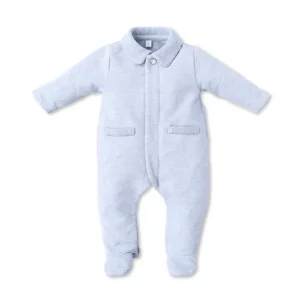 Babypakje - met voetjes - met teddy in tricot achteraan - Lichtblauw