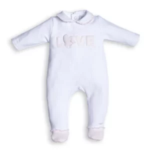 Babypakje - met voetjes - LOVE - Wit / Roze