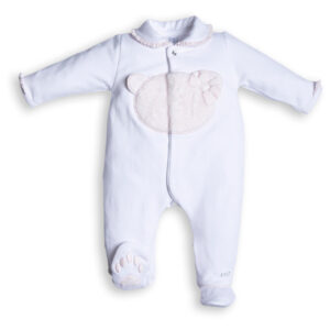 Babypakje - met voetjes - met berenkopje vooraan - Wit/Roze