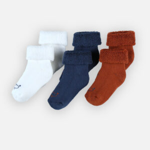 Babysokjes - 3 pcs - Wit Bruin Blauw