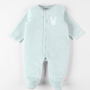 Babypakje - met voetjes - in fluweel - Bunny - Groen