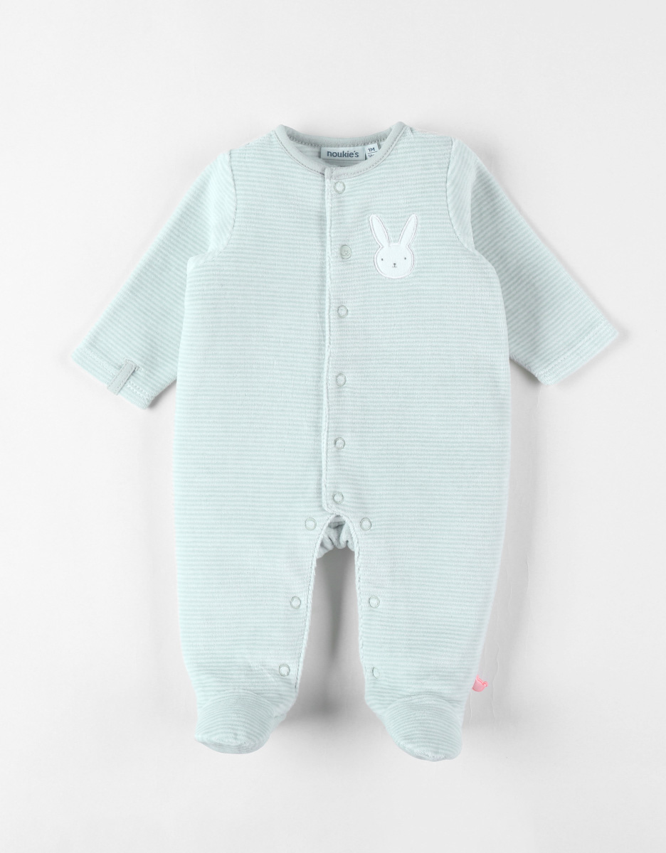 Babypakje - met voetjes - in fluweel - Bunny - Groen