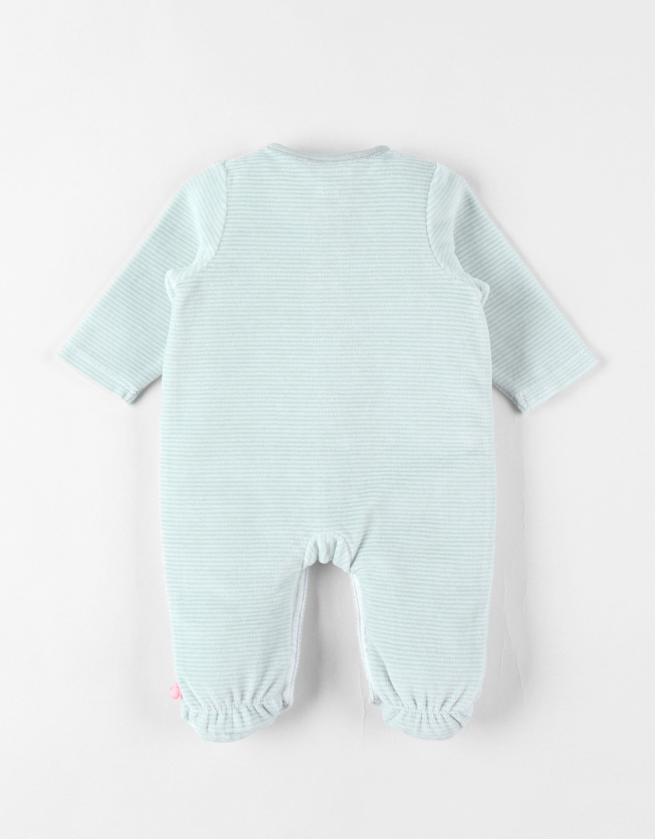 Babypakje - met voetjes - in fluweel - Bunny - Groen