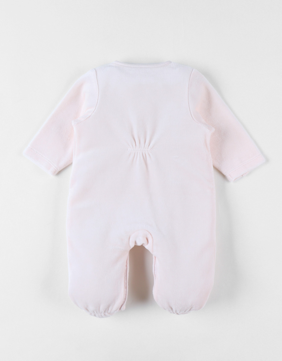 Babypakje - met voetjes - in fluweel - Eenhoorn - Roze