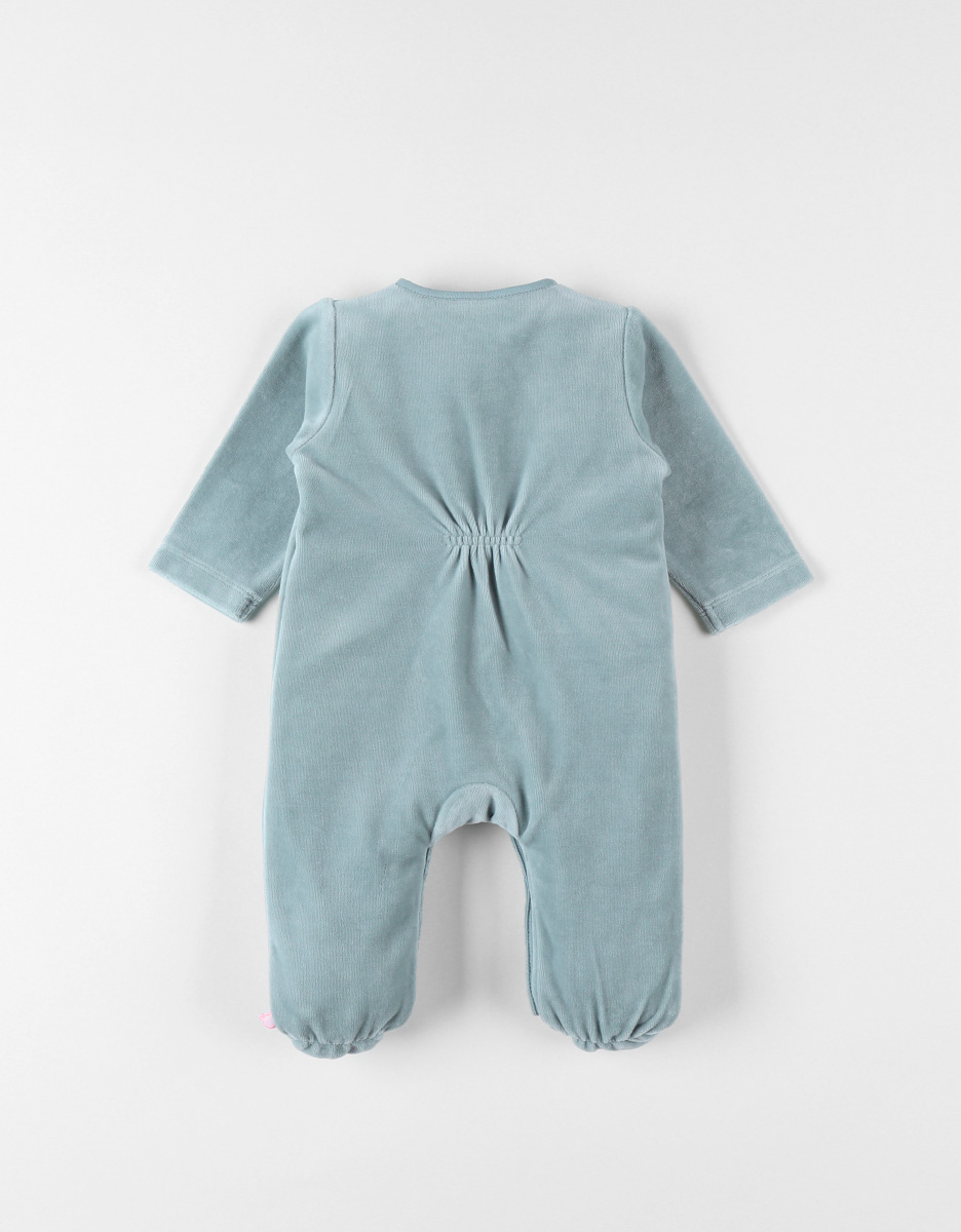 Babypakje - met voetjes - in fluweel - Olifant - Groen