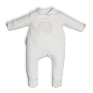 Babypakje - met voetjes - met hartje & strikje - Wit/Roze