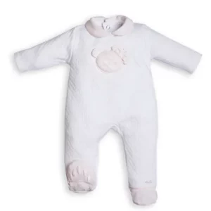 Babypakje - met voetjes - met teddy en strikje vooraan - Wit/Roze