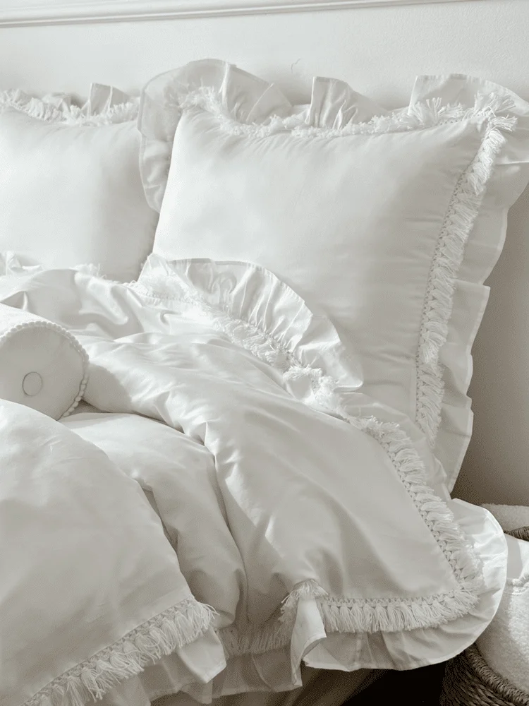 Boho Fringes Biala - junior bed 100 x 135 m - Linen - White