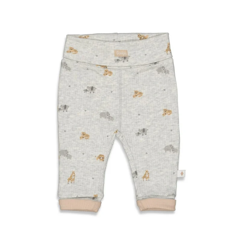 Broek - langen broek - met diertjes print - Grey Melange