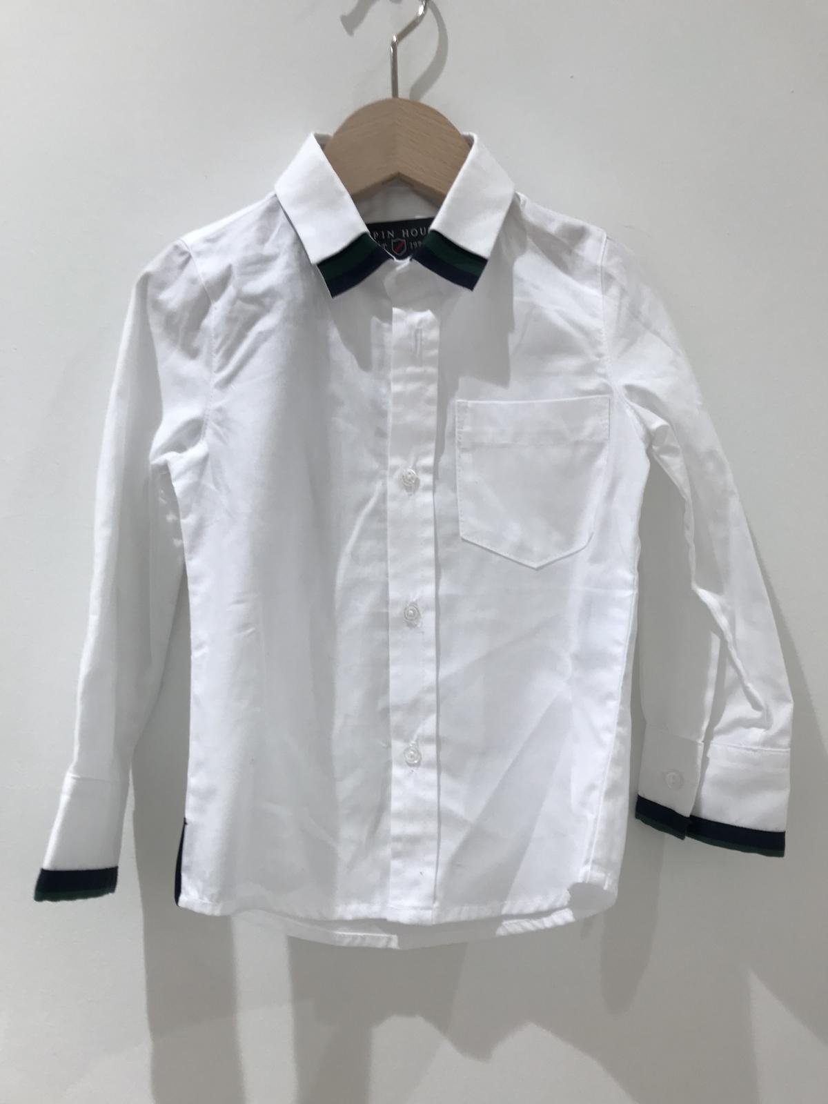 Hemd - lange mouwen - met Blauwe & Groene accenten - Wit