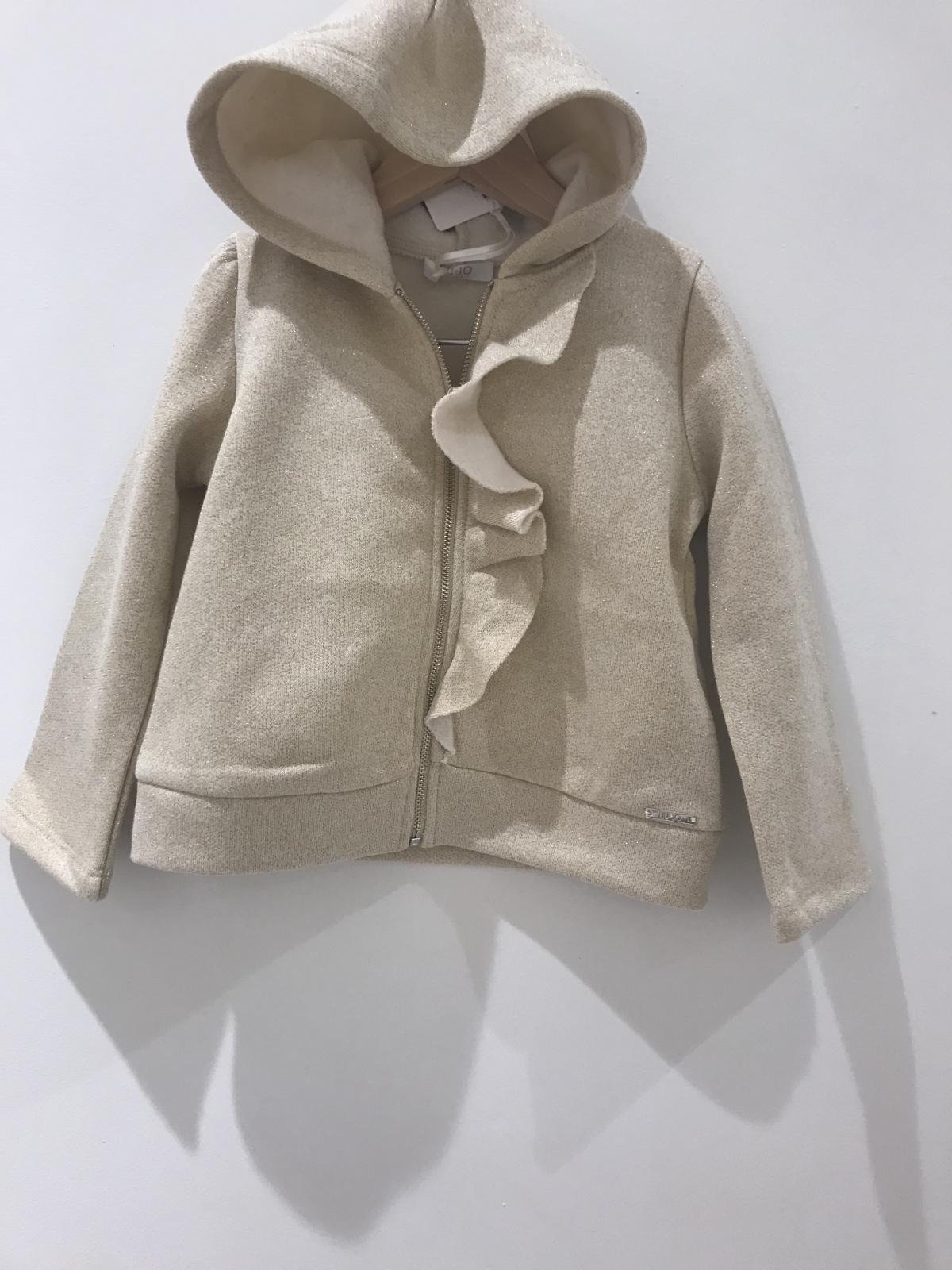 Jogging - met gouden glitter - vestje met rits en kap - Beige