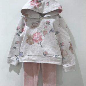 Sweater & Legging - sweater gebloemd en legging in fluweel - Roze