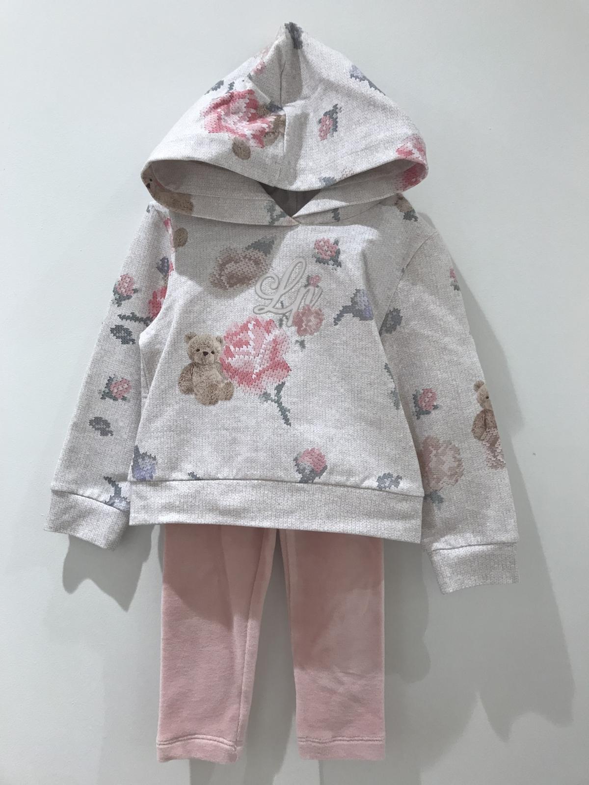 Sweater & Legging - sweater gebloemd en legging in fluweel - Roze