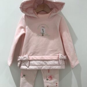 Sweater & legging - sweater met kap en legging gebloemd - Roze