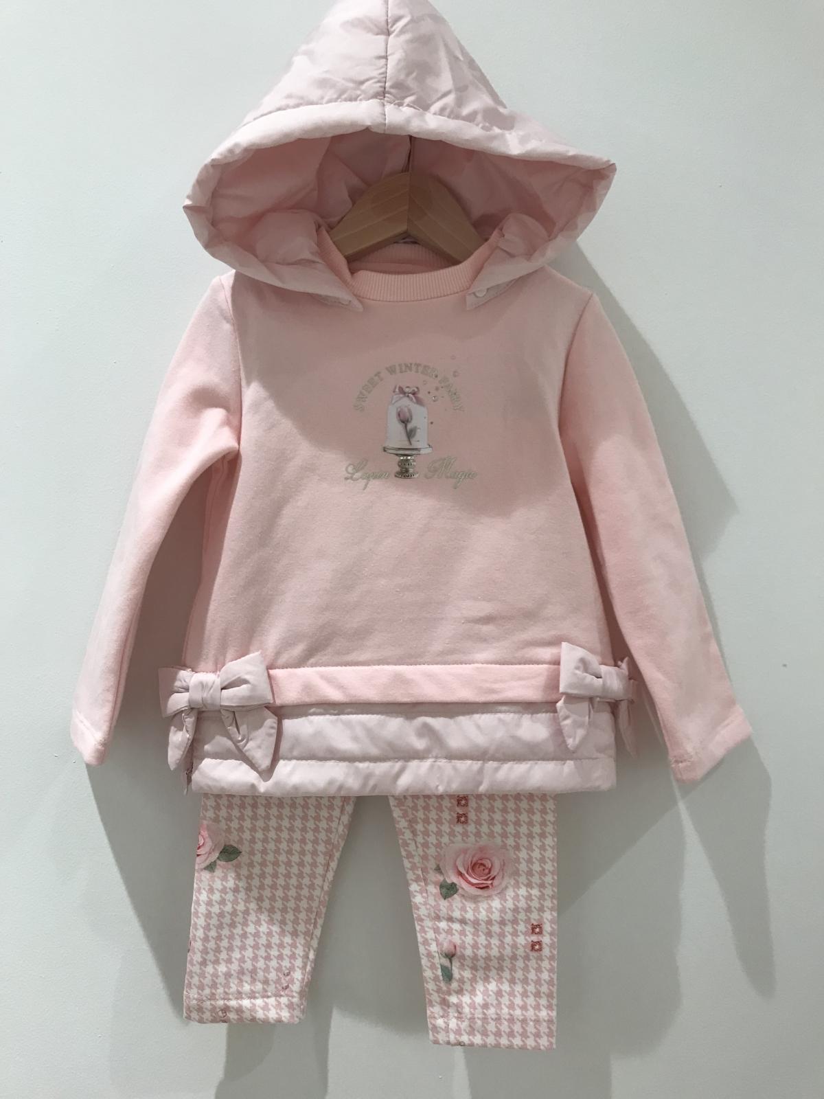 Sweater & legging - sweater met kap en legging gebloemd - Roze
