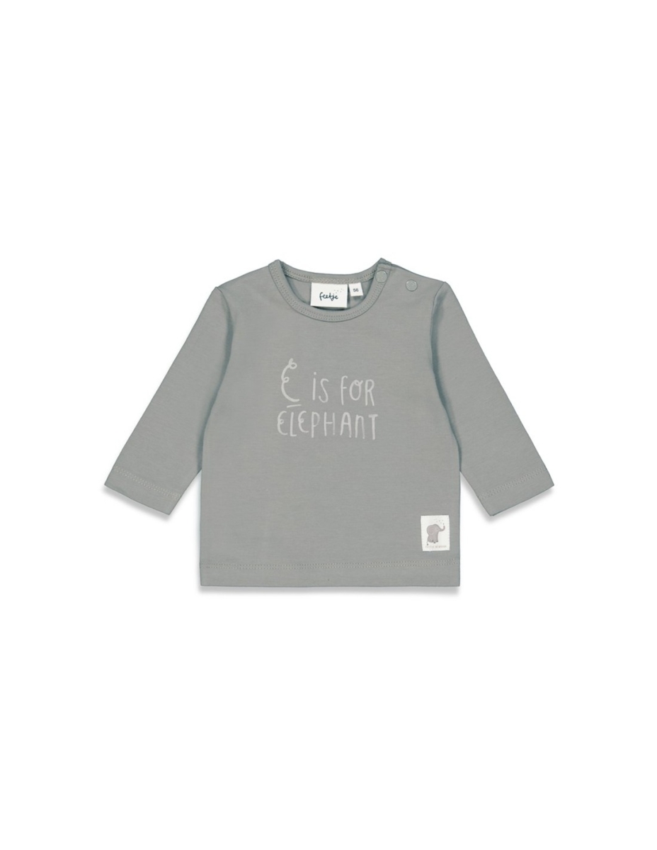 T-shirt - lange mouwen - E is for elephant - Grijs