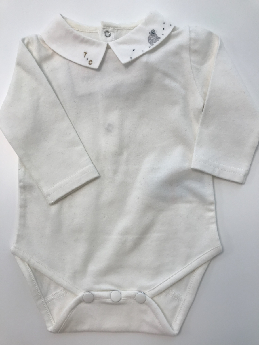 Body - lange mouwen - kraagje met print - Ecru COPY