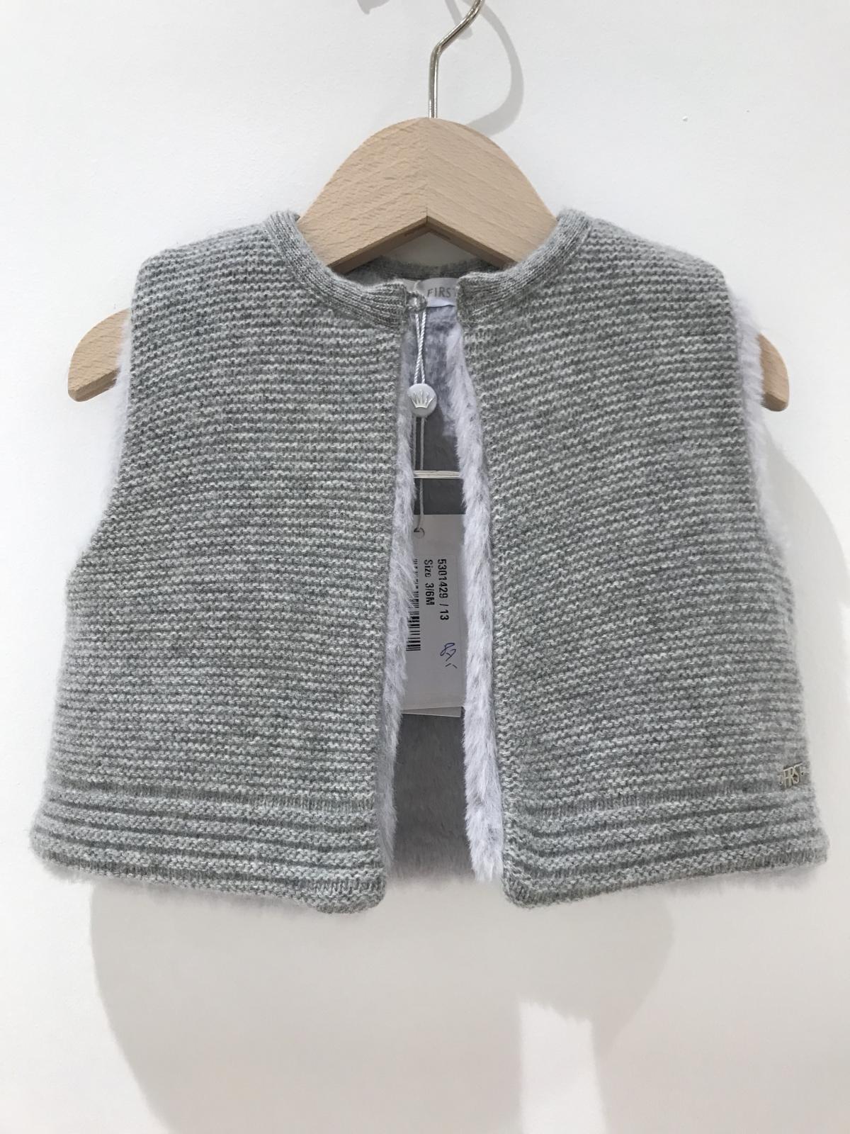 Gilet - zonder mouwen - in tricot - binnenzijde in pels - Grijs