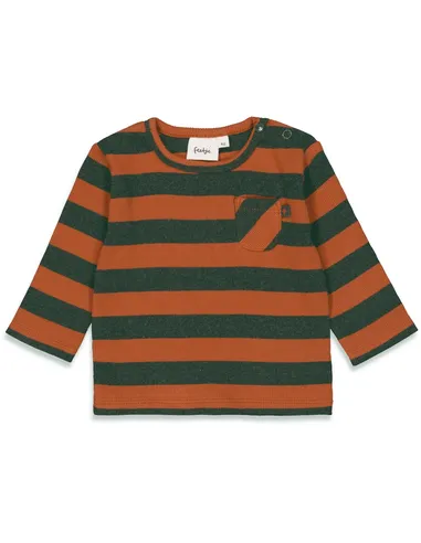 T-shirt - lange mouwen - gestreept - Adventure - Bruin/Antraciet