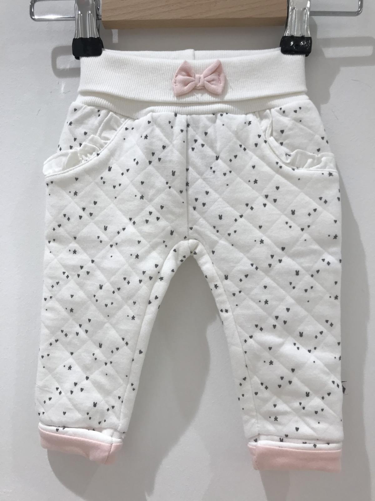 Broek - lange broek - Cutest Thing Ever - met grijze en roze accenten - Offwhite
