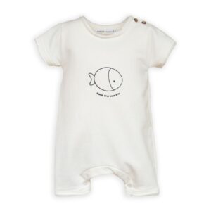 Barboteuse - korte mouwen - Save the sea life - Offwhite