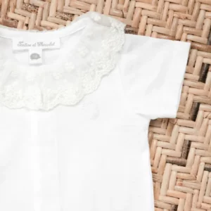 Body - Kante kraagje - korte mouwen - Premier Trousseau Mixte - Blanc