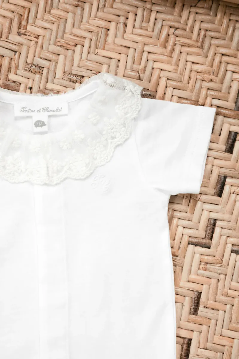 Body - Kante kraagje - korte mouwen - Premier Trousseau Mixte - Blanc
