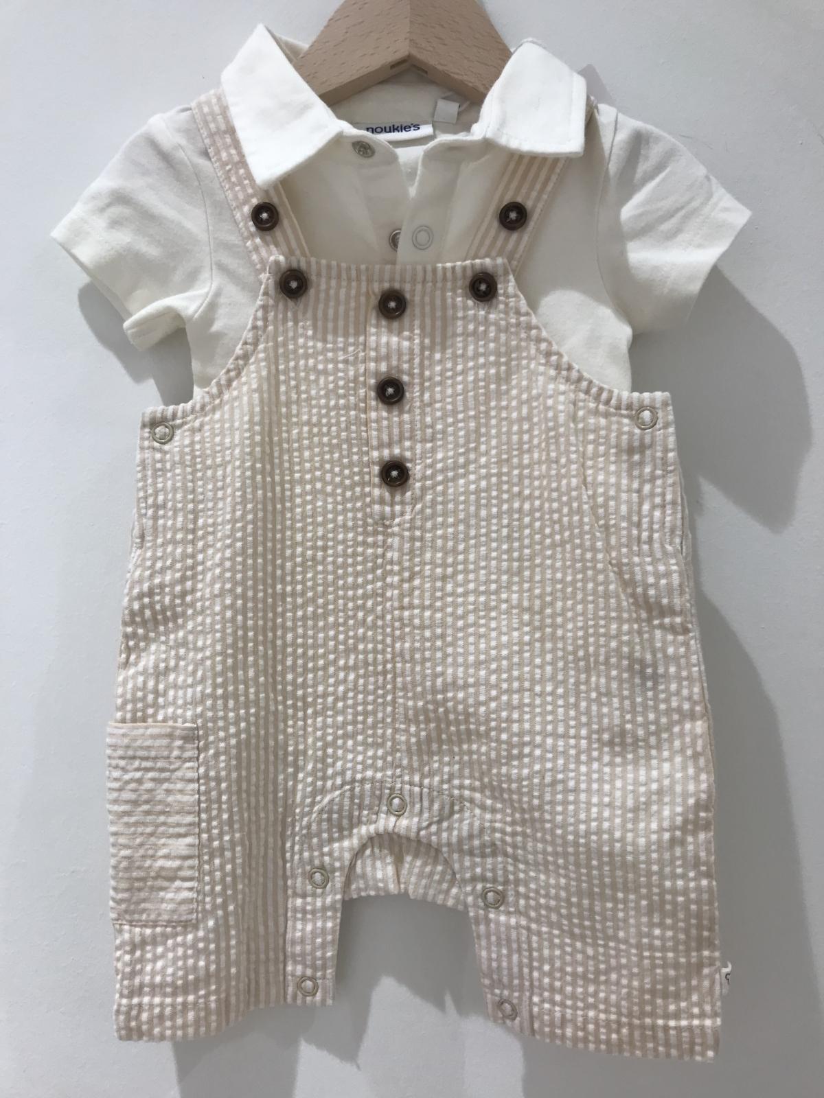 Salopette - short model - Gestreept + Body - Polo - Ecru