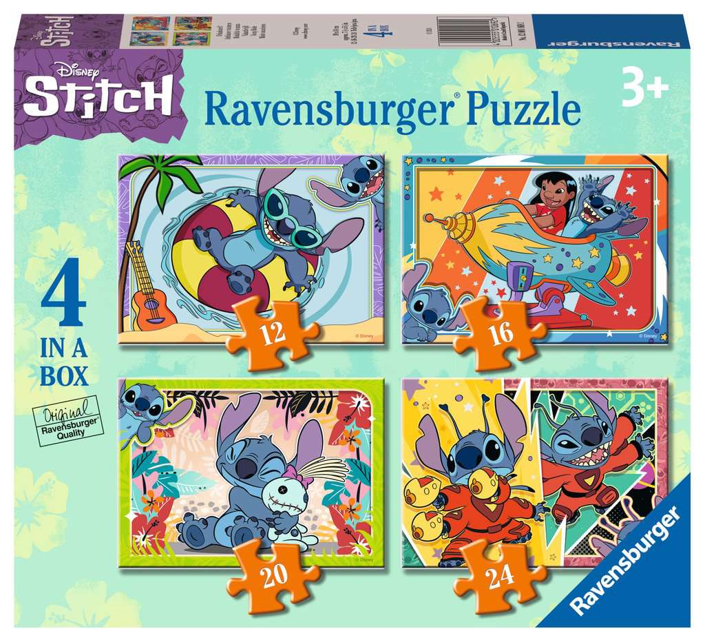 Puzzel - Disney Stitch - 4 in a Box - 12/16/24/24 stukjes