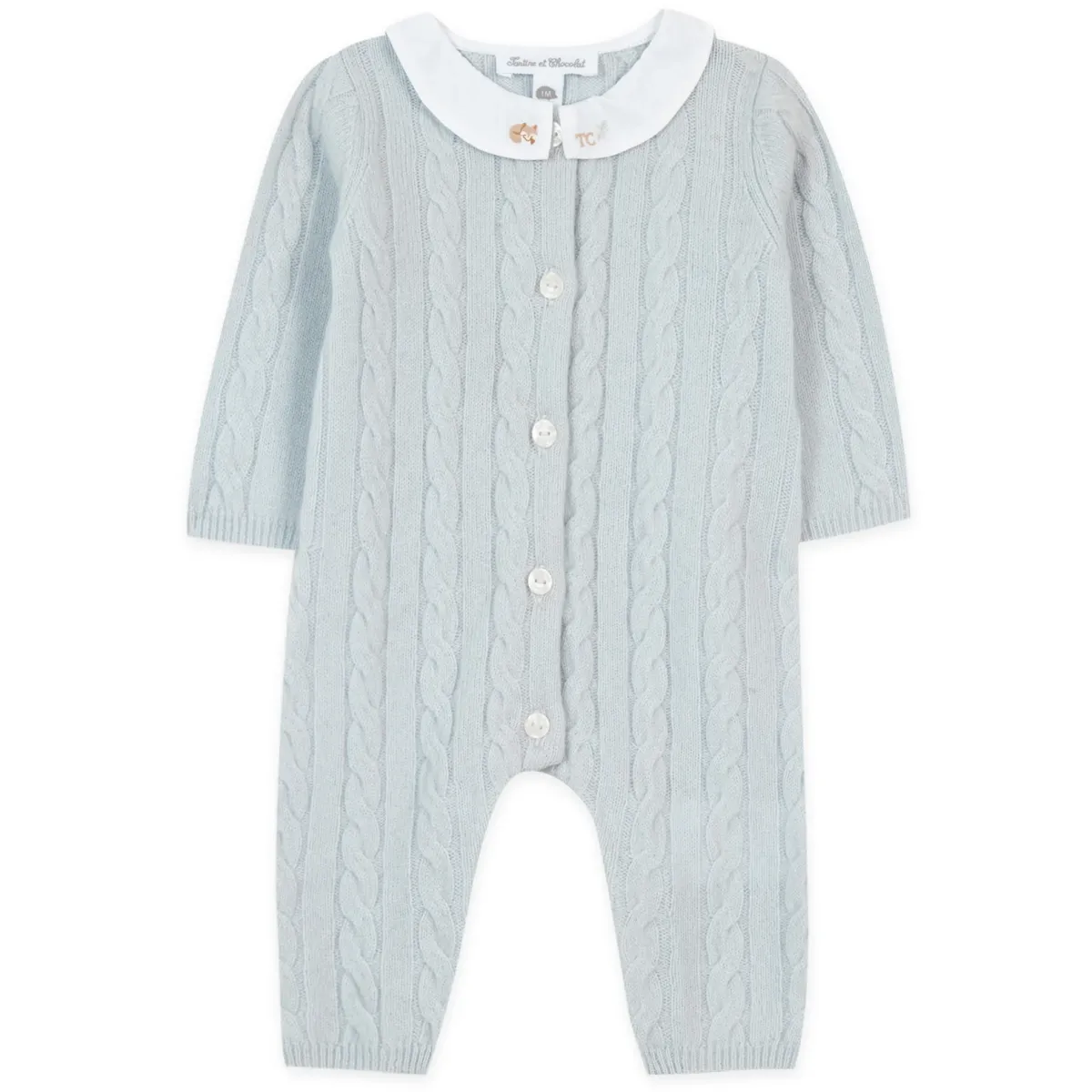 Babypakje - Zonder voetjes - met wit kraagje - in tricot - Jade Chiné