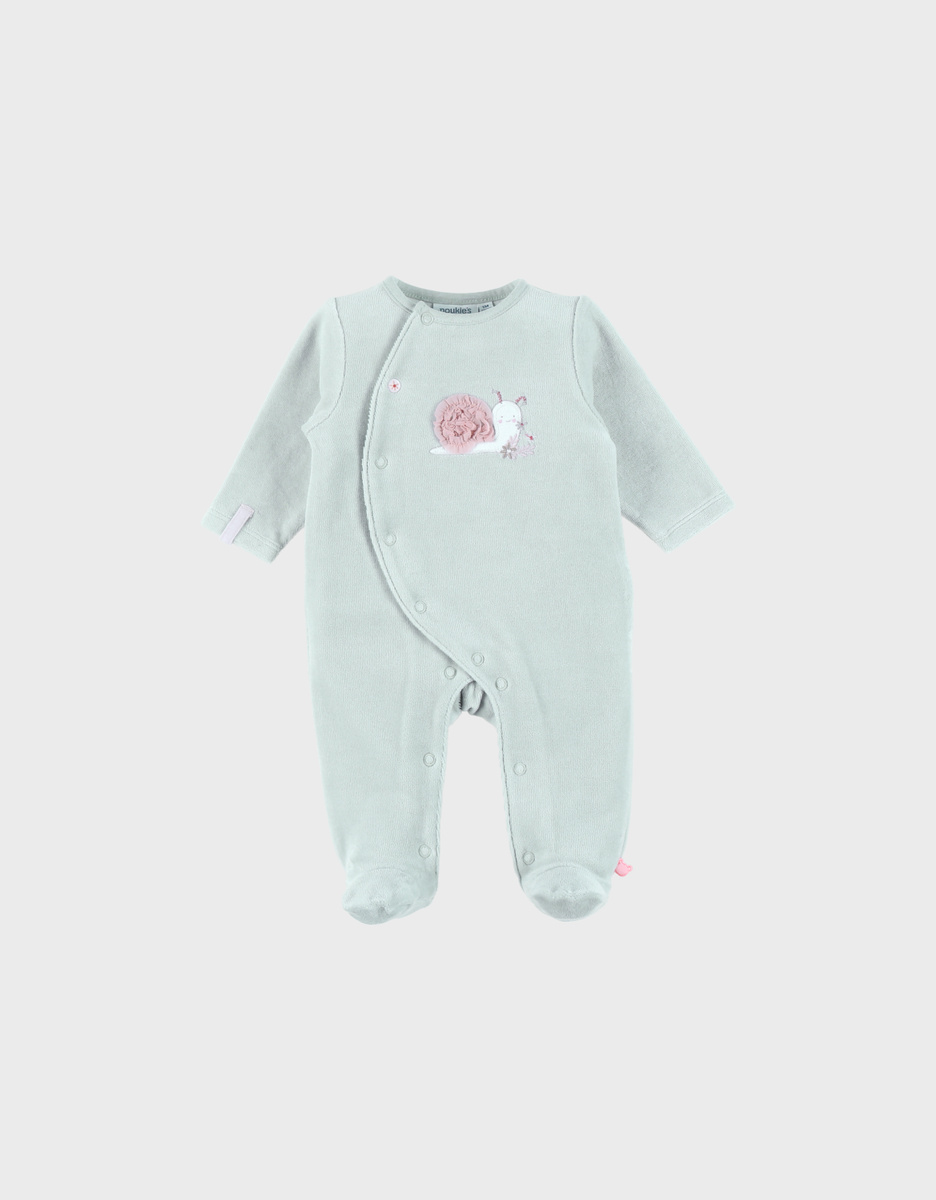 Babypakje - met voetjes - Romantic Flowers - Velvet - Aqua