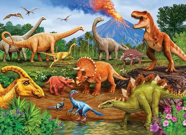 Cobble Hill - Familiepuzzel - 350 stuks in 3 groottes - Dinos - 6+