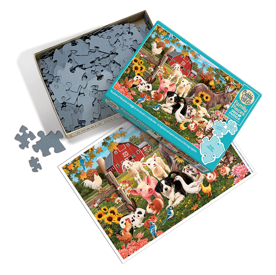 Cobble Hill - Familiepuzzel - 350 stuks in 3 groottes - Family Farm - 6+