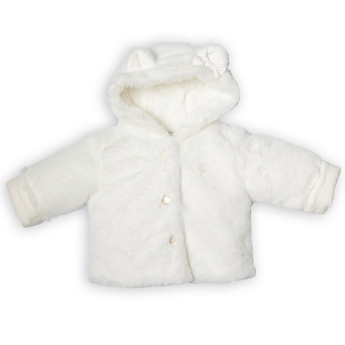 Jas - met kap - met oortjes - in pels - Offwhite