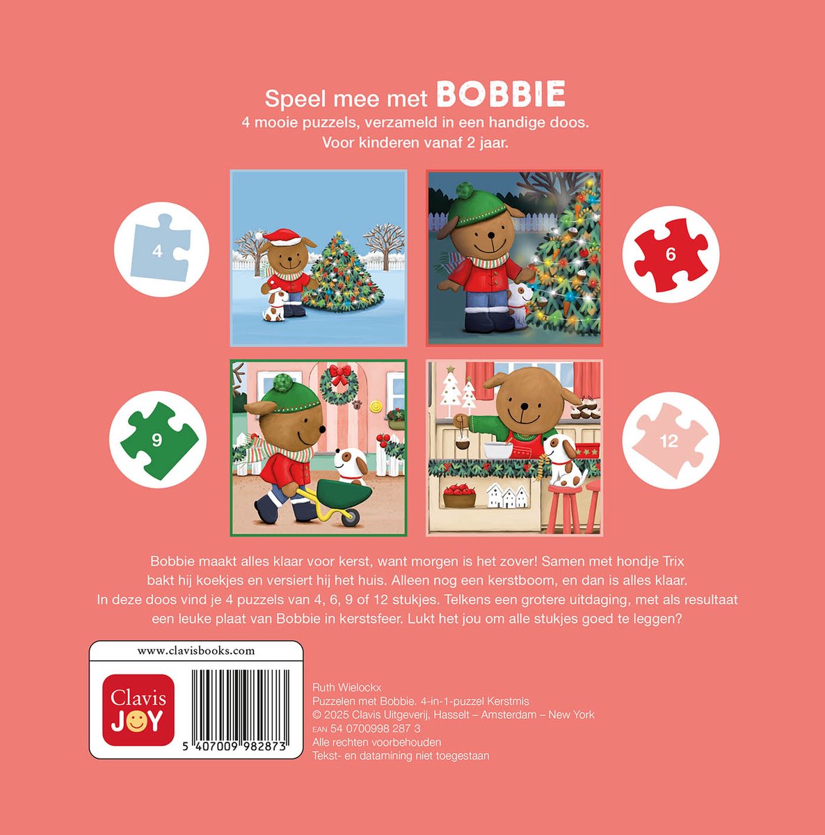 PUZZELEN MET BOBBIE - Kerstmis - 4 in 1 - 2+