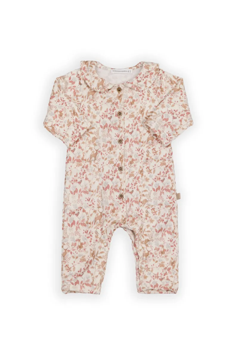 Babypakje - zonder voetjes - Print Autumn Forest - Rose