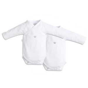 Bodies - set 2 gekruiste body's met lange mouwen - Kroontje Beige/Grijs