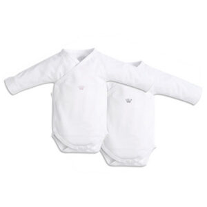 Bodies - set 2 gekruiste body's met lange mouwen - Kroontje Roze/Beige