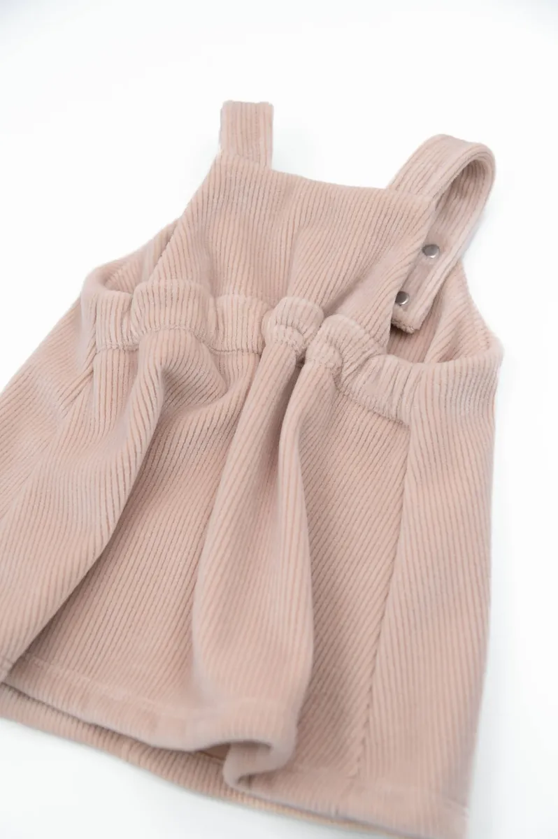 Jurk - Salopette - Velvet Geribbeld - Vintage Pink