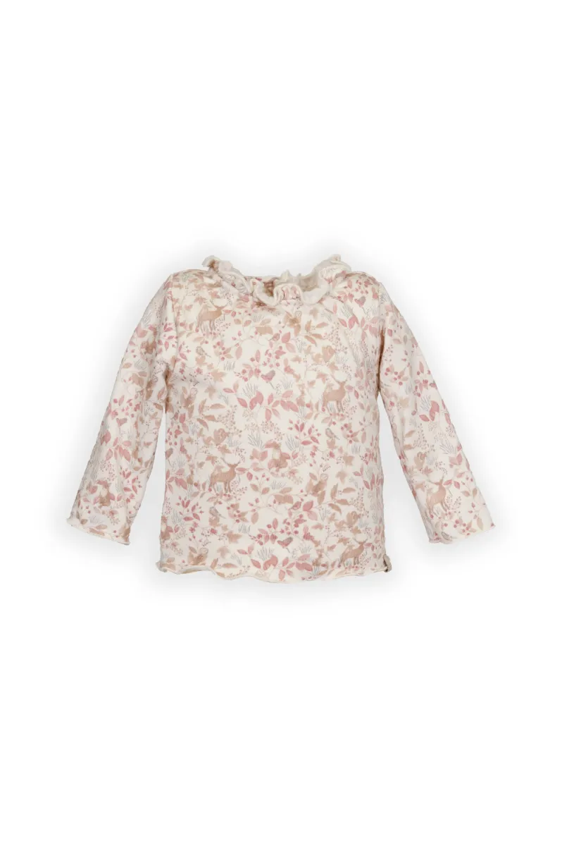 T-shirt - lange mouwen - Kraagje met Frull - Print Autumn