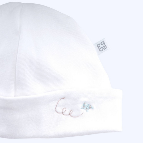 Babymutsje - Jersey gewafeld geborduurd - Wit/Roze COPY